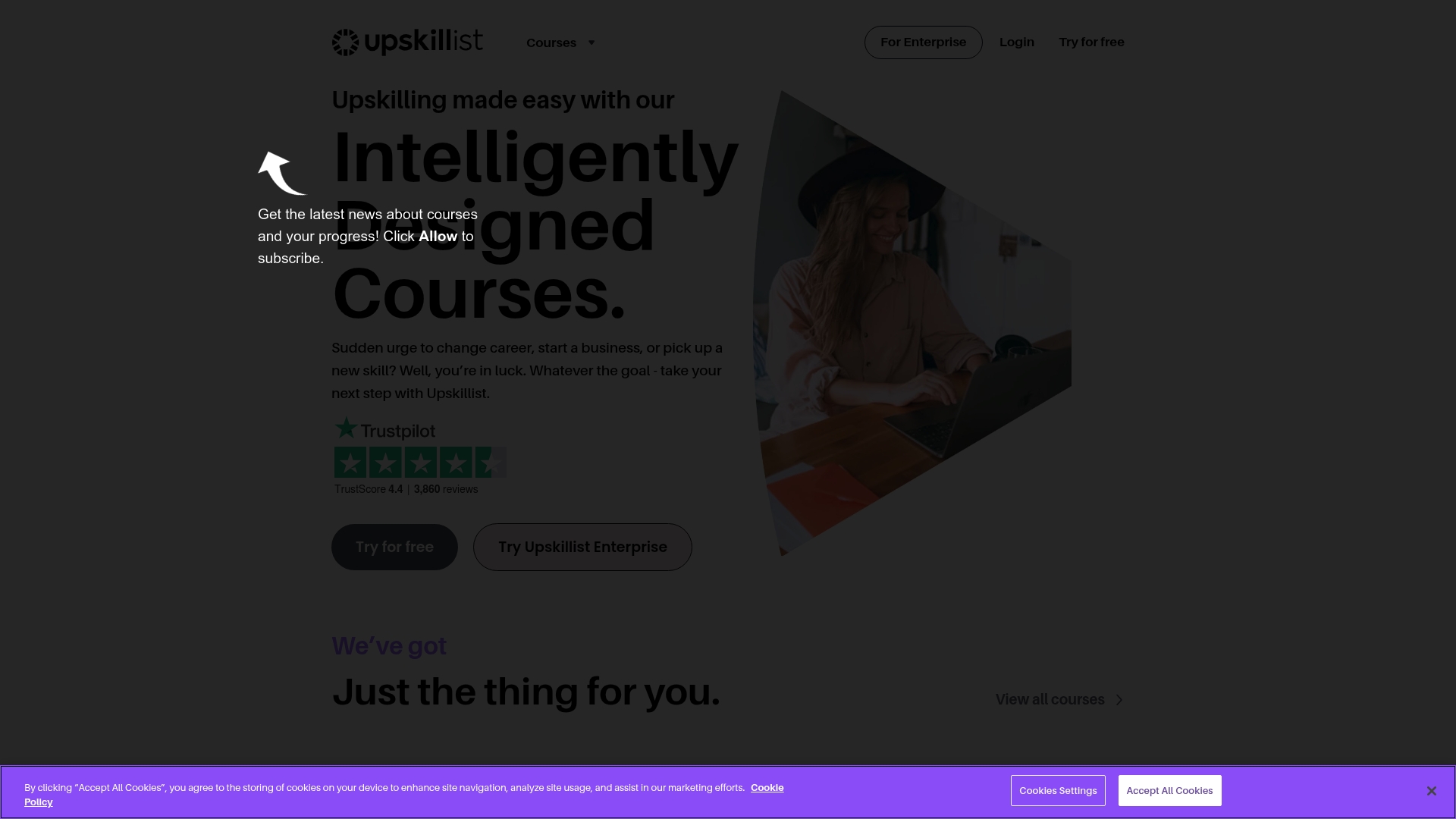Upskillist Homepage