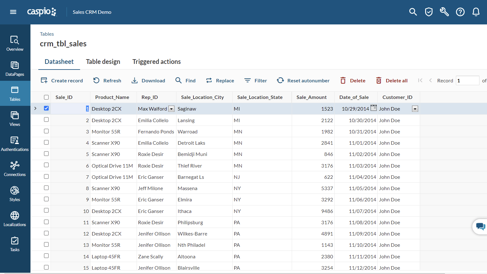 Caspio screenshot 1