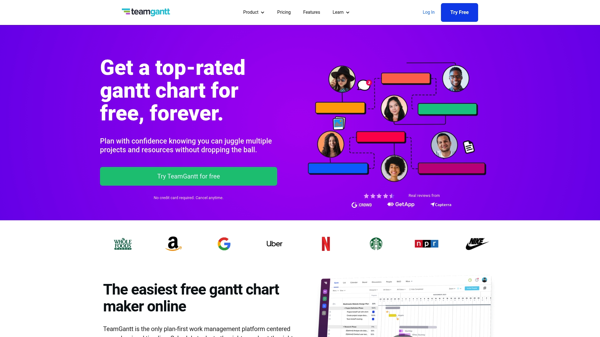 TeamGantt Homepage