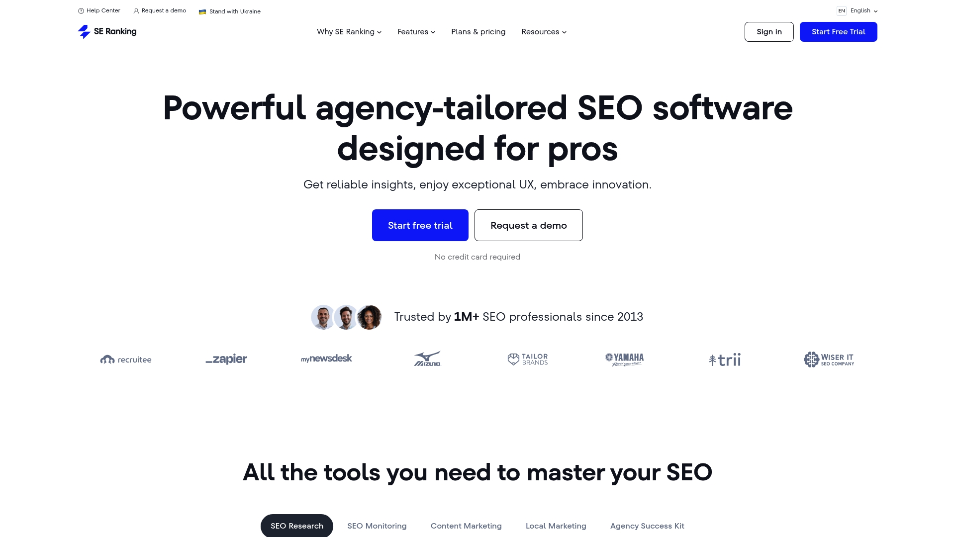 SE Ranking Homepage