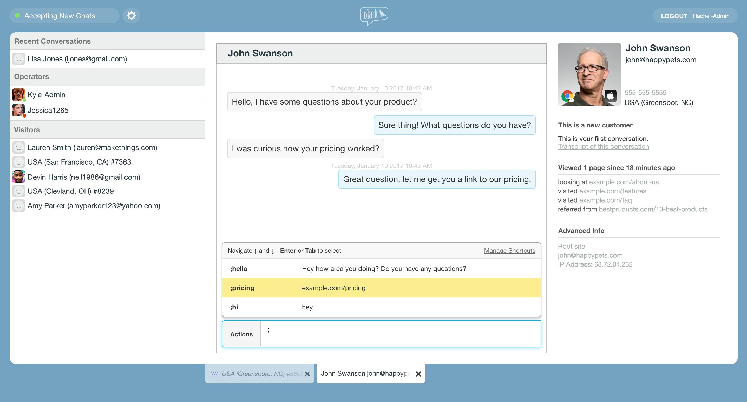 Olark screenshot 4