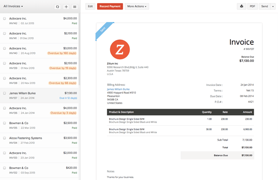 Zoho Books screenshot 4