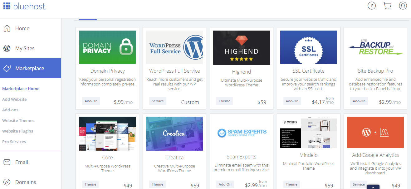 Bluehost screenshot 3