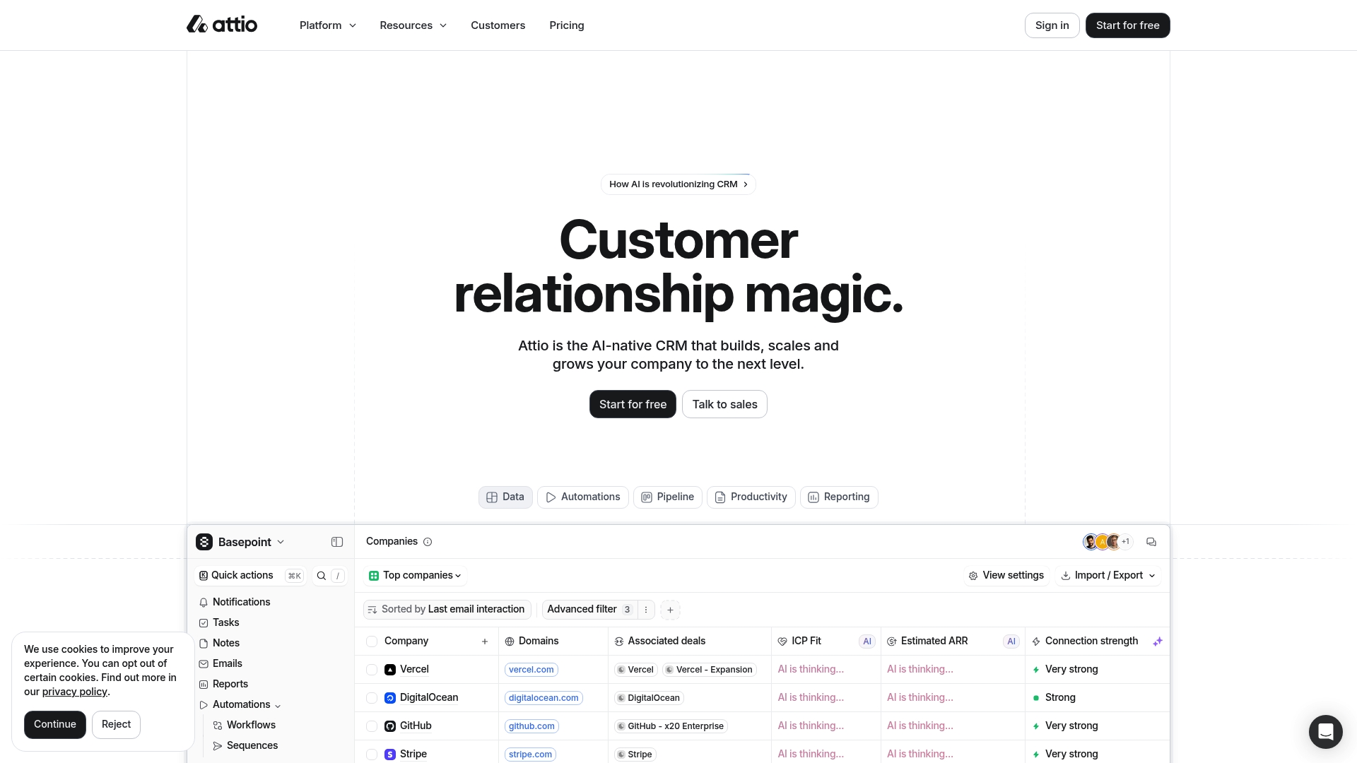 Attio Homepage