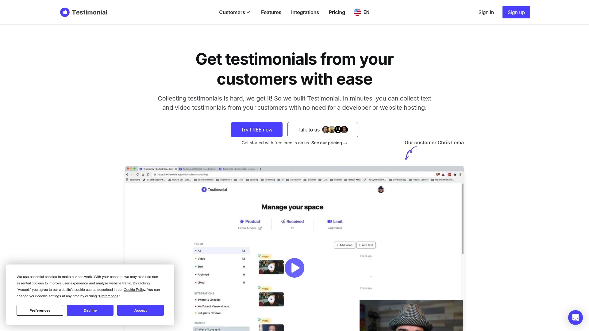 Testimonial Homepage