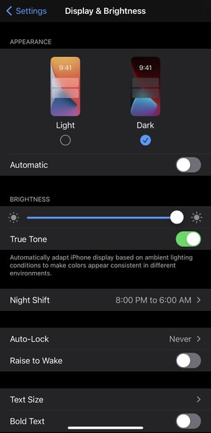 ios dark mode