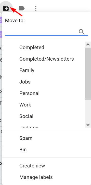 Creating a new label on Gmail