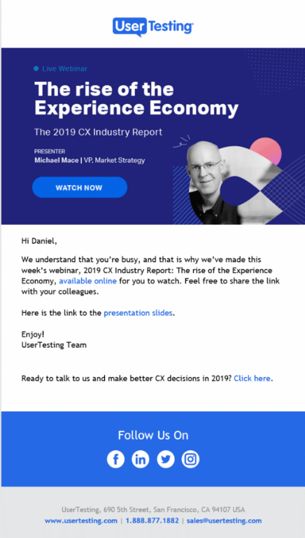 User Testing Webinar Invitation