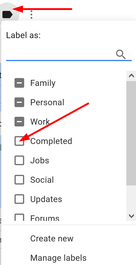 Creating a new label on Gmail