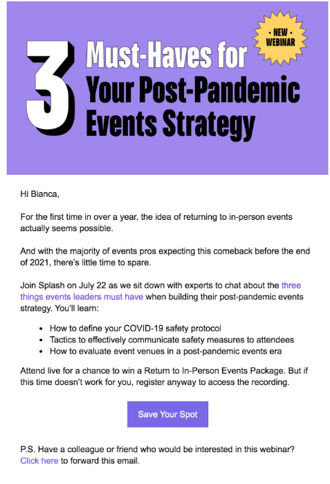 Splash Webinar Invitation