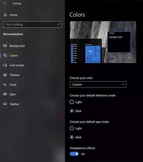 windows dark mode