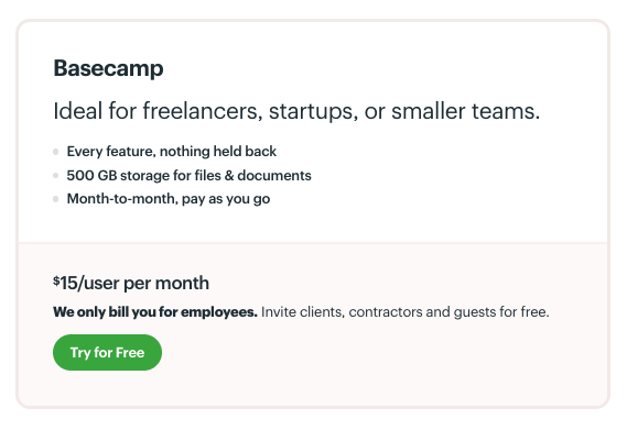 Basecamp pricing