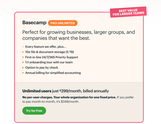 Basecamp pricing