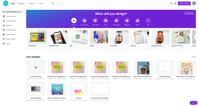 canva dashboard