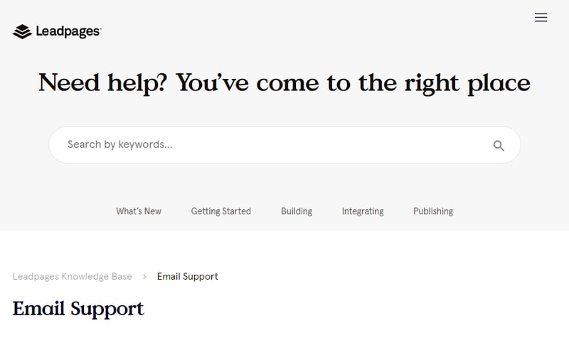 leadpages email support