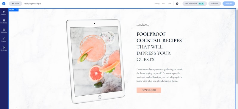 leadpages user interface