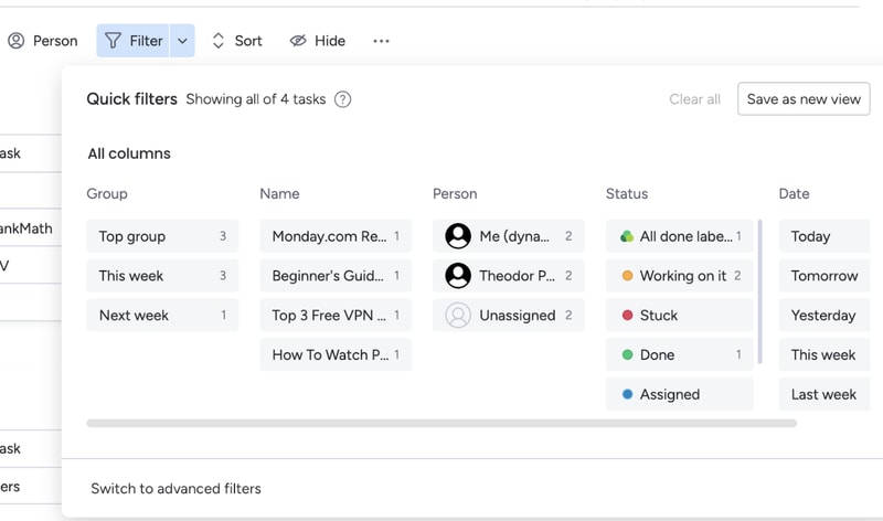 Monday.com Dashboard Page