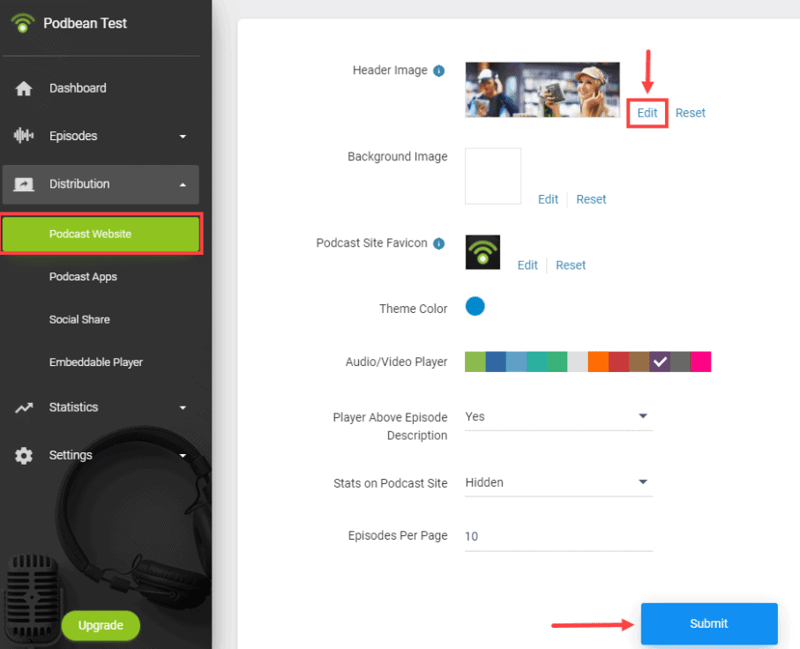 Podbean Theme Editing