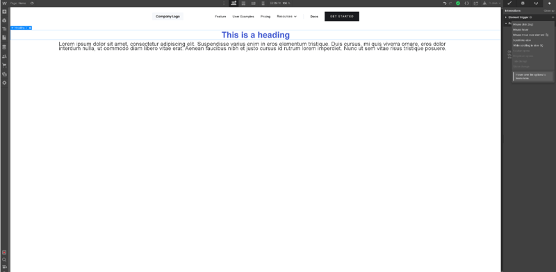 Webflow Interactions and animations
