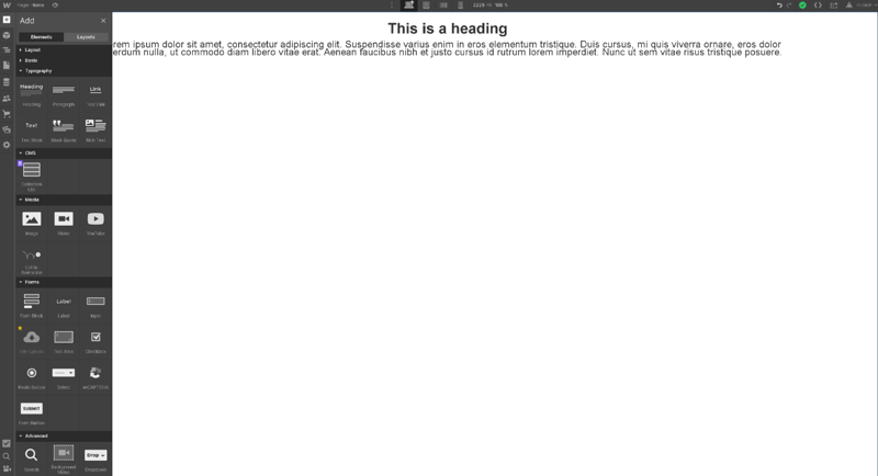 Webflow Interface Page
