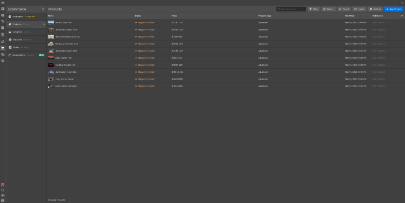 Webflow's Ecommerce page