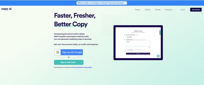 CopyAI Home Page