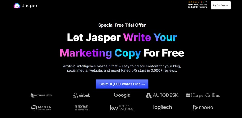 Jasper AI Homepage
