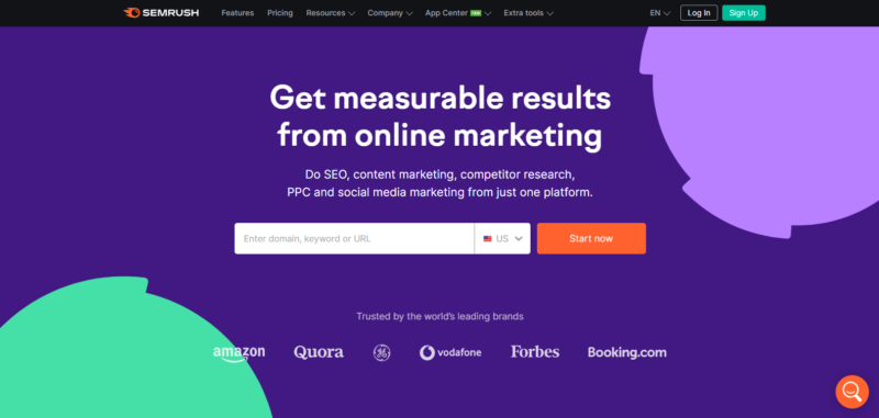 SEMrush homepage