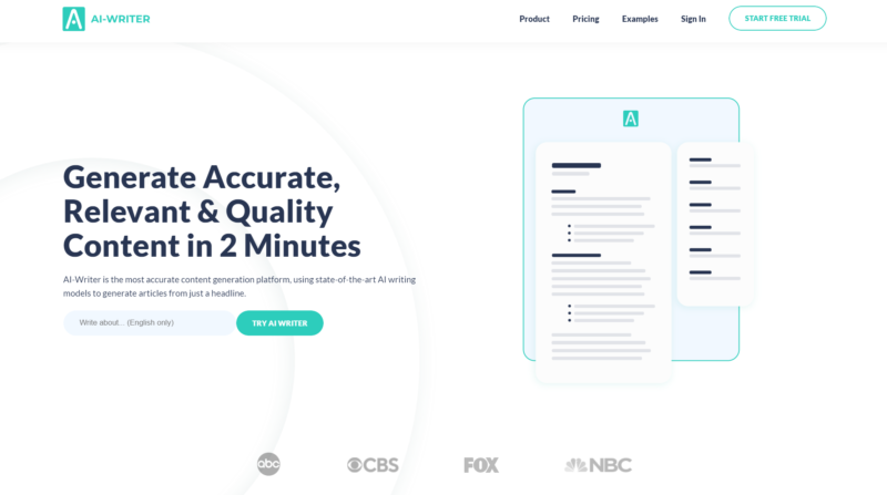 AI Writer Homepage