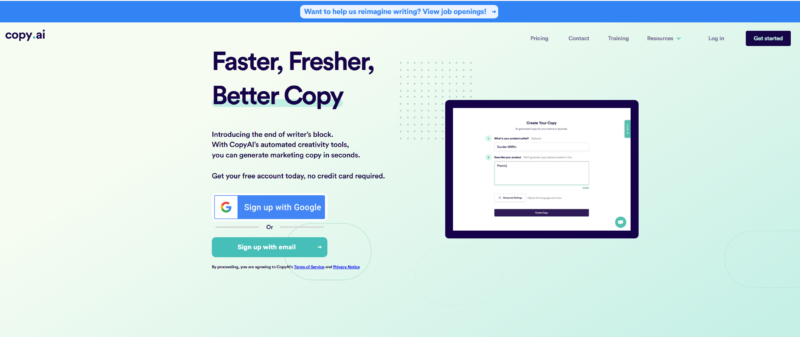 CopyAI Home Page