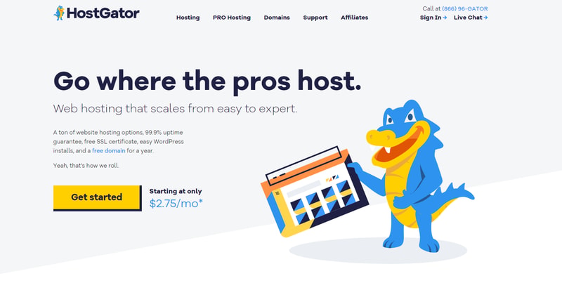 Hostgator cloud hosting homepage