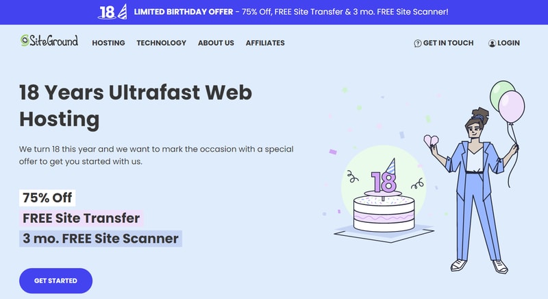 Siteground cloud hosting homepage