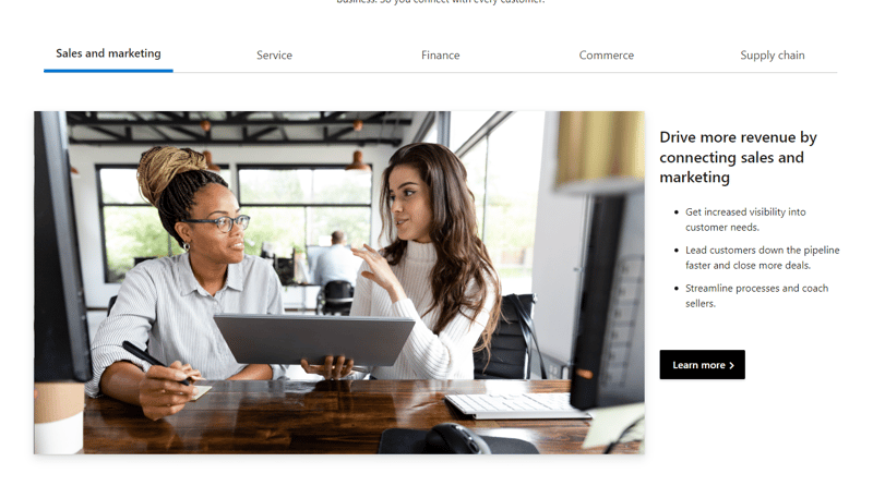 Microsoft Dynamics 365 Home page