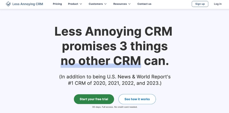 Less Annoying CRM homepage