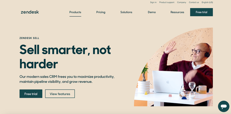 Zendesk Sell homepage