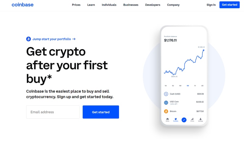 Coinbase homepage