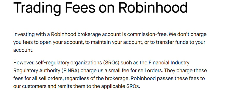 Robinhood fees page