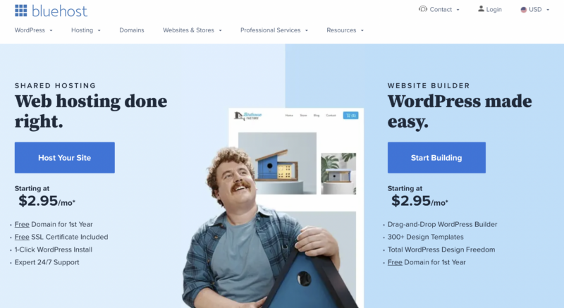 Bluehost home page