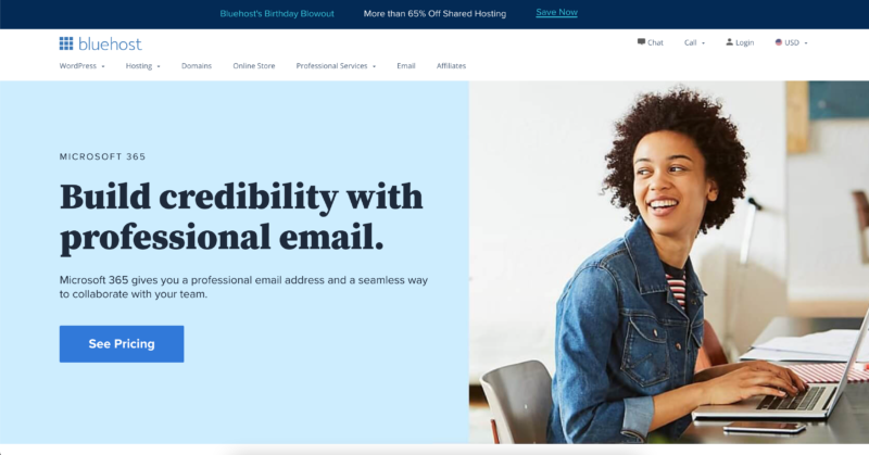 bluehost - best email hosting provider