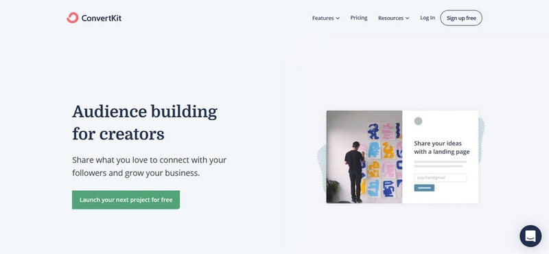 ConvertKit email marketing landing page