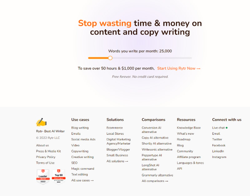 Rytr pricing page