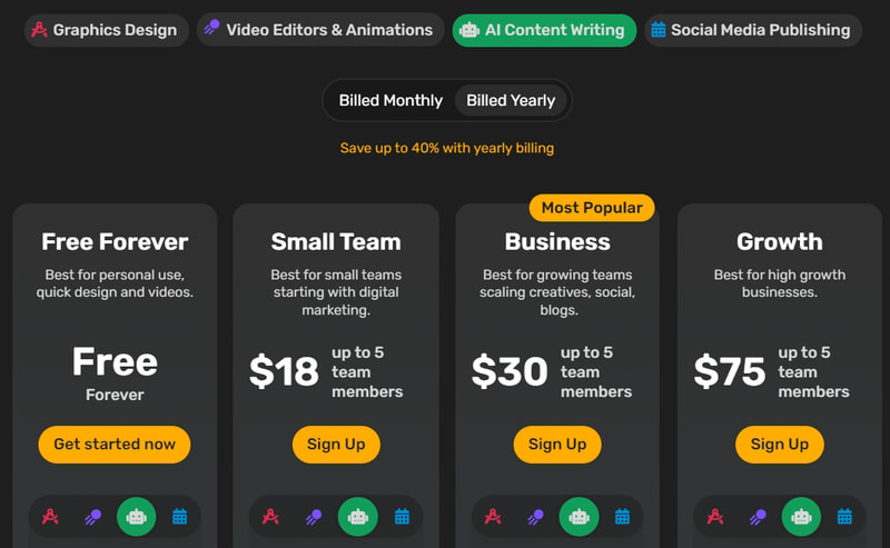 Simplified Pricing Page