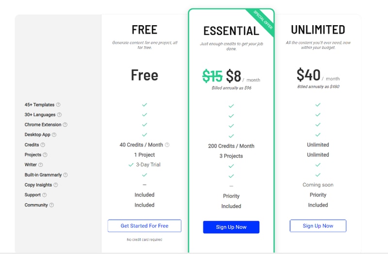 Smart Copy Pricing Page
