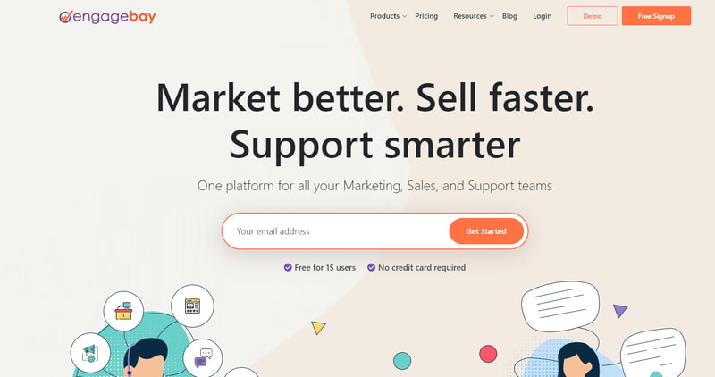 EngageBay CRM homepage