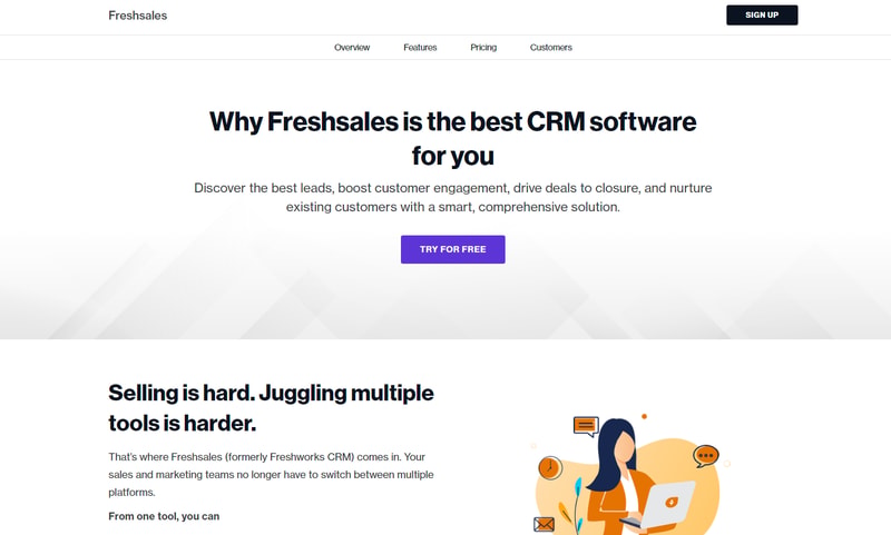 Freshsales CRM software homepage
