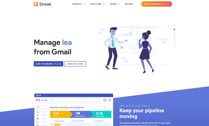 Streak CRM homepage