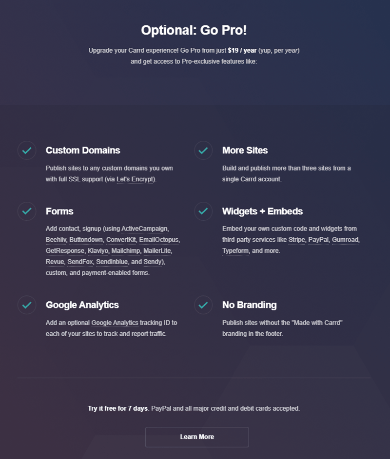 Carrd Pros Page