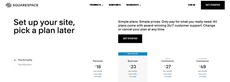 Squarespace Pricing Structure