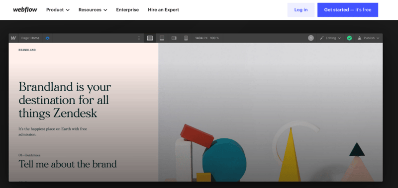 A screenshot of Webflow's homepage.