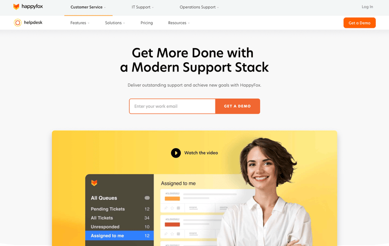 HappyFox homepage